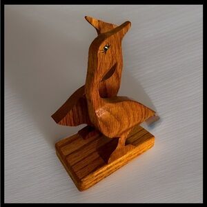 Vintage Hand-Carved Wooden Goose Napkin Holder | Folk Art Bird Sculpture Rustic